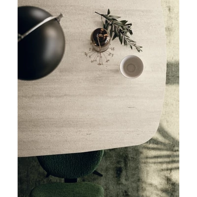 Papillon étkezőasztal (073 Travertino Chiaro kerámia asztallap; titánszürke váz; 220x120 cm-es bővíthető változat)