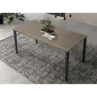 Yago étkezőasztal (032 Fokos Terra kerámia asztallap; antracit váz; 180x90 cm-es fix változat)