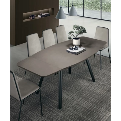 Zen étkezőasztal (kőcement strukturált matt asztallap; antracit váz; 140x95 cm-es bővíthető változat) és Rock szék