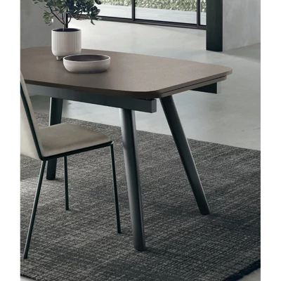 Zen étkezőasztal (kőcement strukturált matt asztallap; antracit váz; 140x95 cm-es bővíthető változat) és Rock szék