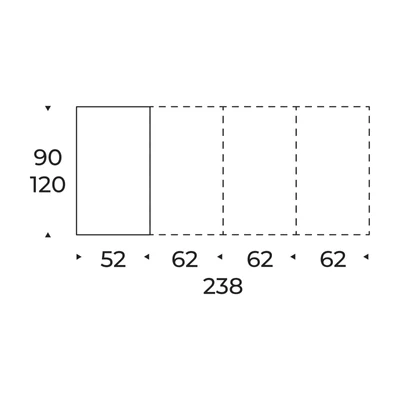 Fiesta konzolasztal – méretek (3 bővítőlapos változat)