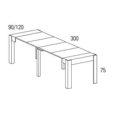 Fiesta konzolasztal – méretek (4 bővítőlapos változat)