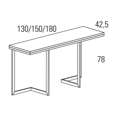 Giravolta konzolasztal – méretek (zárt állapot)