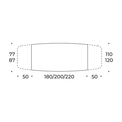 Roulette étkezőasztal – íves változat méretei