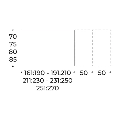 Space étkezőasztal – bővíthető változat méretei