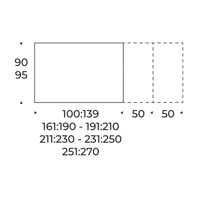 Space étkezőasztal – bővíthető változat méretei