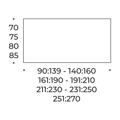 Space étkezőasztal – fix változat méretei