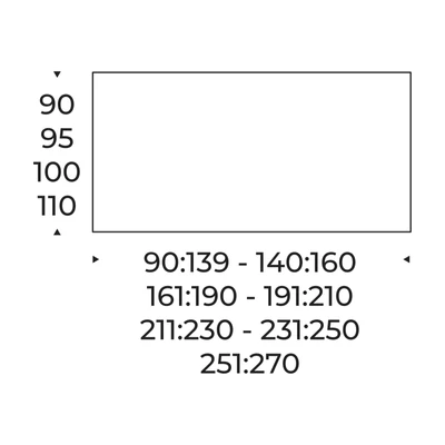 Space étkezőasztal – fix változat méretei