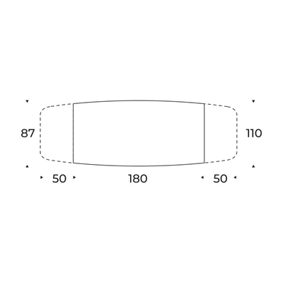Zen étkezőasztal – bővíthető; íves változat méretei