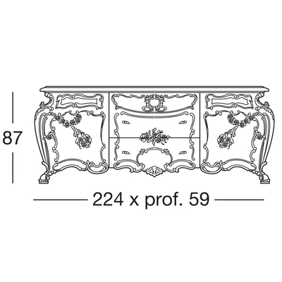 Minerva 2-doors buffet chest of drawers with 3 drawers