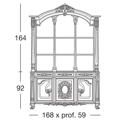 Giove 3-doors Bookcase with 3 drawers