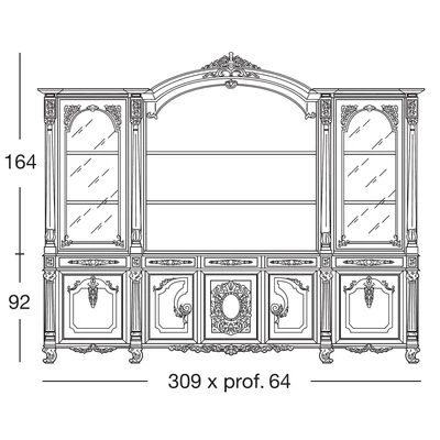 Giove 7-doors Bookcase with 5 drawers