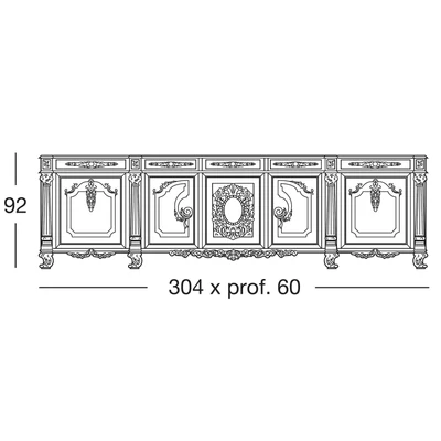 Talia 5-doors buffet chest of drawers with 5 drawers