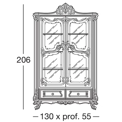 Alexandra 2-doors display cabinet with 2 drawers