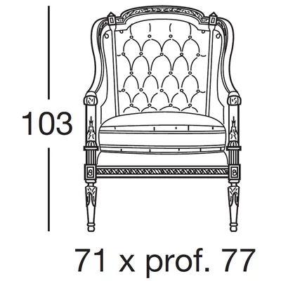 Bergère fotel, XVI. Lajos stílusú “bergère”, “capitonné”