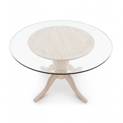 Ananas round dining table with glass top 120x120 cm