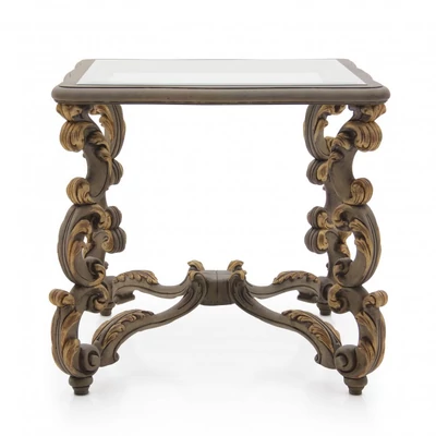 Firenze square-shaped coffee table with glass top