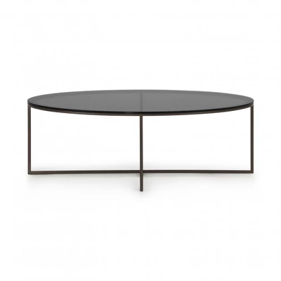 Trio oval coffee table with glass top