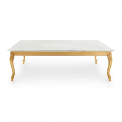 Diomede square-shaped coffee table with marble top