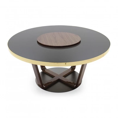 Ermione round dining table with glass top 150x150 cm