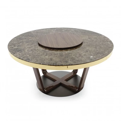 Ermione round dining table with marble top 150x150 cm