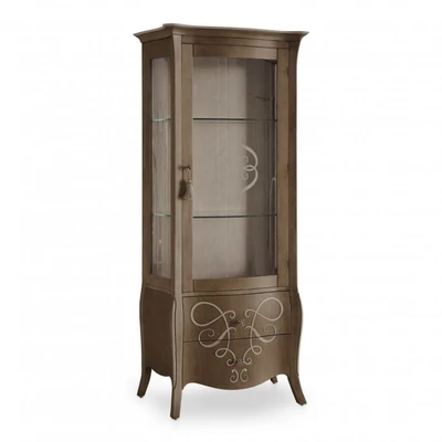 Butterfly 1-door display cabinet opening to the right with 2 drawers