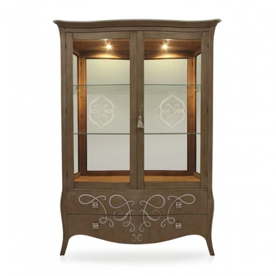 Butterfly 2-doors display cabinet with 2 drawers