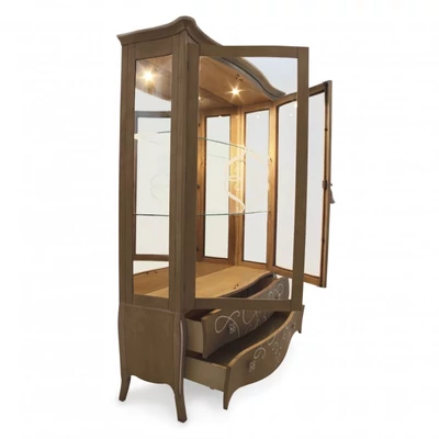 Butterfly 2-doors display cabinet with 2 drawers