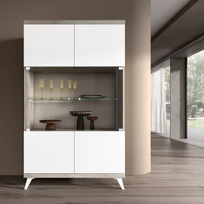 2-ajtós vitrines szekrény