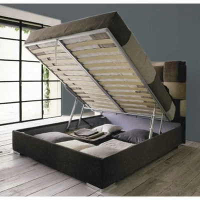 Elegance franciaágy keret ágyneműtartóval, kárpitozott fejvéggel - 160 cm