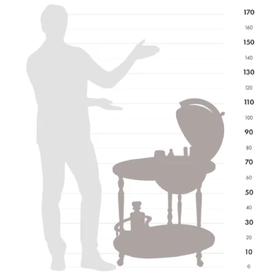 Tálalókocsis italtartó földgömb - ZF Giasone - méretek