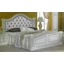 BC Serena Double bedstead with capitonné padded headboard - white-silver