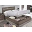 Platinum Double bedstead with LUNA bedding container - 180x200 cm, with high headboard, silver birch