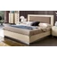 Ambra Double bedstead with bedding container - 180x200 cm, with upholstered headboard, LED-light, and dark grey fabric