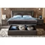 Elite Double bedstead with bedding container, with wooden headboard - silver birch
