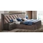 Elite Double bed with dark grey faux leather fabric, with upholstered headboard - silver birch