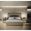Beige Double Bed Frame With Wooden Headboard and LED Light – CA Essenza