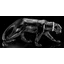 Black panther ceramic sculpture with real Swarovski crystal necklace