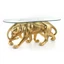 Table with panther ceramic sculpture with glass, with gold foil