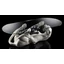 Table with lying panther and cub ceramic sculpture, with real Swarovski collar, with glass. Color: white, black