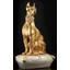 Large danish dog ceramic sculpture with real Swarovski crystals, with cushion,, with gold foil - in matte cream color.