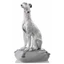Greyhound ceramic sculpture with original Swarovski collar with grey cushion. Color: white, platinum