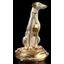 Greyhound ceramic sculpture with original Swarovski collar, white with cushion. Color: with gold foil, matte cream color