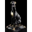 Greyhound ceramic sculpture, with original Swarovski crystals, with cushion - black-gold