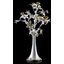 Tall ceramic vase with orchid. Color: white, gold.