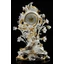 Ceramic clock with roses. Color: white, gold, platinum