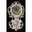Ceramic wall clock with flowers. Color: white, gold, platinum