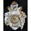 Ceramic wall clock with flowers. Color: white, gold, platinum