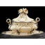 Ceramic soup bowl with orchid. Color: cream color, gold, platinum