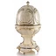 Egg-shaped ceramic container áttört mintázattal. Color: cream color, gold, platinum